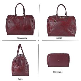 Stylische Patchwork-Reisetasche aus 100% weichem Schafsleder - Gro&szlig;es Hauptfach, sichere R&uuml;ckentasche, Innenf&auml;cher, Tragegriff (20 cm) & abnehmbarer Schultergurt (120 cm). Gr&ouml;&szlig;e: 46x27x33 cm