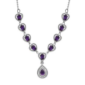 Afrikanischer Amethyst Halskette ca. 45 cm Edelstahl ca. 3.57 ct