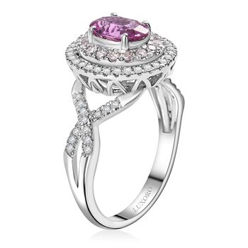 LUXORO zertifiziert und gepr&uuml;ft AAA Rosa Saphir, Rosa und wei&szlig;er Diamant Ring in 585 Wei&szlig;gold - 1,85 ct.