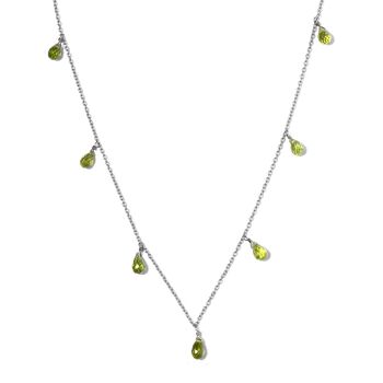 Peridot Halskette 50 cm 925 Silber platiniert ca. 10,00 ct