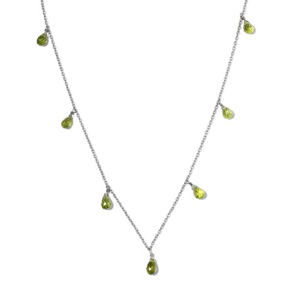 Peridot Halskette 50 cm 925 Silber platiniert ca. 10,00 ct