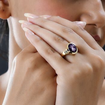 Sternrubin und Zirkon Ring - 9,28 ct.