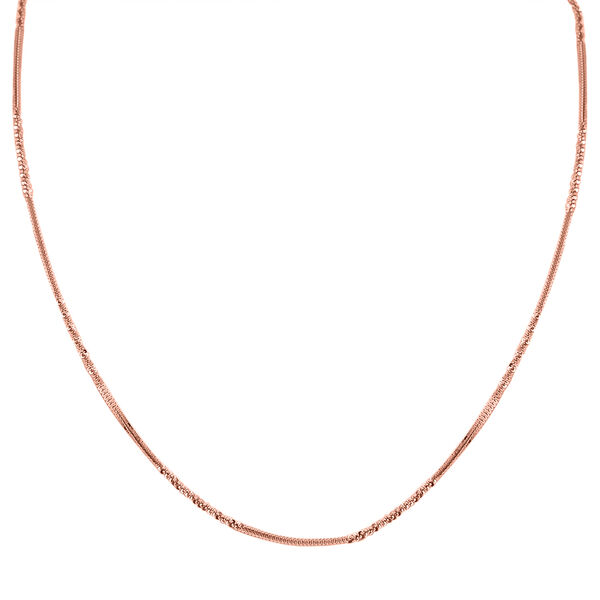 Italienische, alternierende Margarita Halskette, ca. 45 cm, 925 Silber ros&eacute;vergoldet