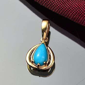 D'Joy AA Sleeping Beauty T&uuml;rkis Anh&auml;nger 925 Silber 750 Gelb Vergoldet ca. 0.83 ct