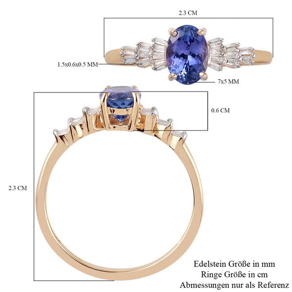 AA Tansanit und Diamant Ring 375 Gelbgold image number 6