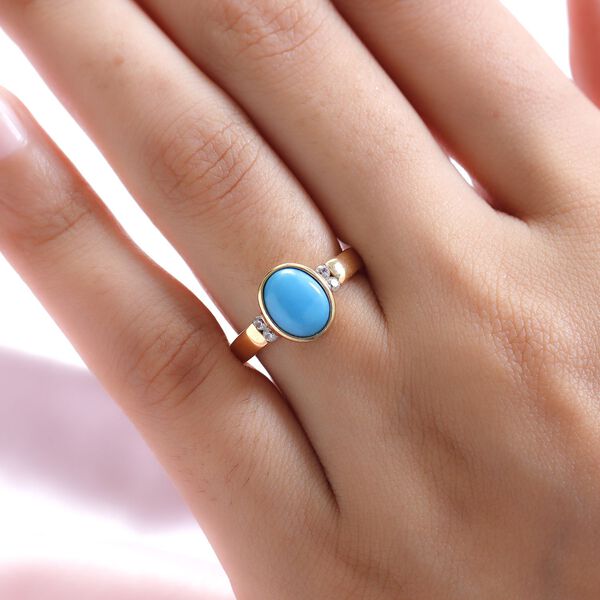 Amerikanischer, natürlicher Sleeping Beauty Türkis und Zirkon-Ring - 1,84 ct. image number 3