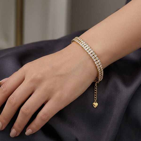 AAA Zirkonia Armband ca. 19 cm Messing vergoldet image number 2