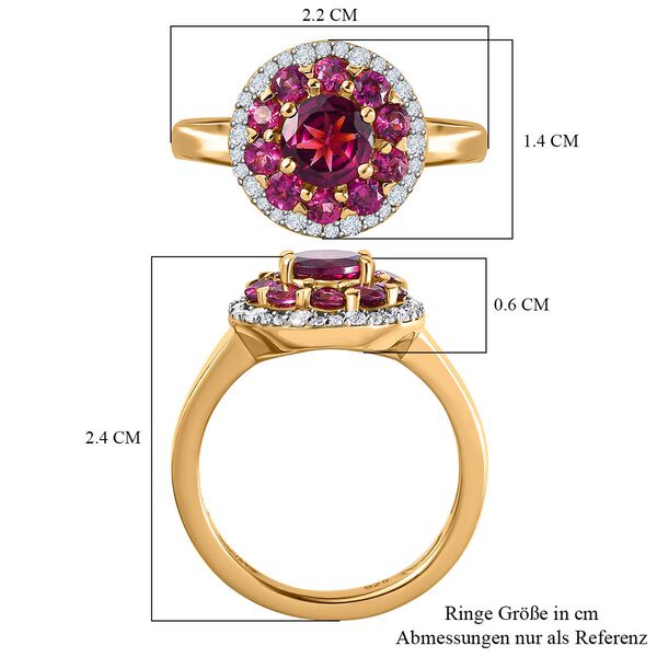 Rhodolith Granat Ringe 925 Silber Gelbgold Vermeil (Gr&ouml;&szlig;e 17.00) ca. 2,22 ct image number 7