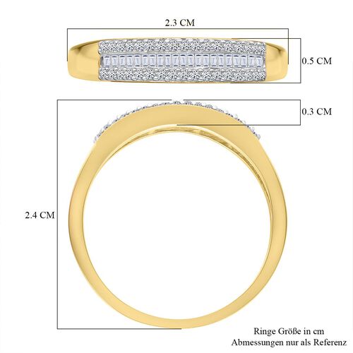 Lab Grown Diamant SI Ring 925 Silber 750 Gelbgold Vermeil (Größe 17.00) ca. 0,22 ct image number 5