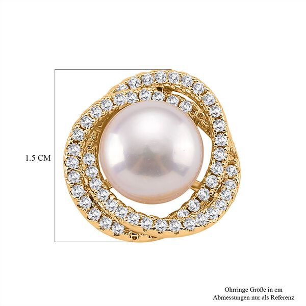 Wei&szlig;er Zirkonia und S&uuml;&szlig;wasserperle Ohrringe und Anh&auml;nger mit 50+5cm Kette image number 13