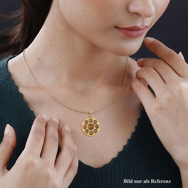 Gelbes Tigerauge Halskette ca. 50 cm Reiner Edelstahl IP-Gelbbeschichtung ca. 5.00 ct image number 2