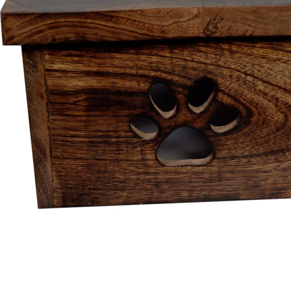 NAKKASHI - Handgeschnitzter Mangoholz Fressnapf mit Edelstahlschalen, 48x20x12,5 cm, Pfoten image number 4