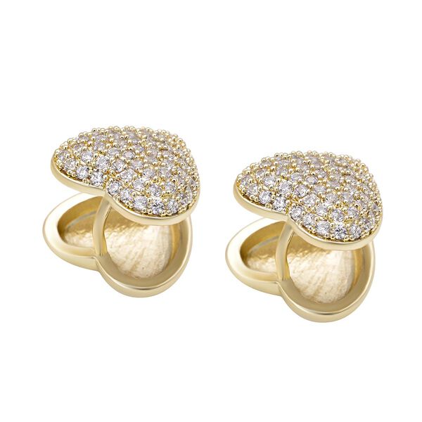 Simulierte Diamant-Herz-Ohrstecker in Goldton, 1,00 ct. image number 5