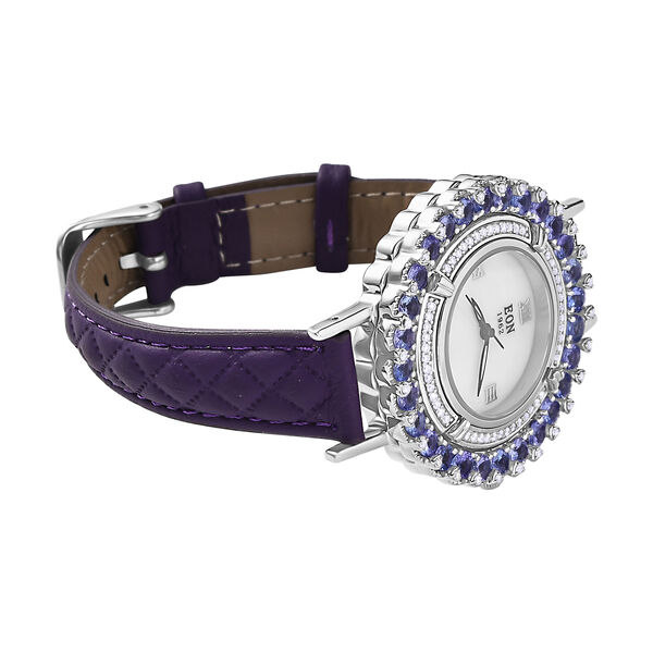 Tansanit, Moissanit Uhren 19 cm Edelstahl platiniert ca. 6,68 ct. image number 4