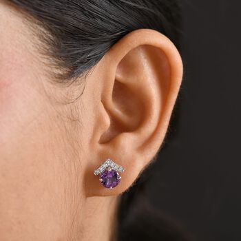 AAA Lab Grown Farbwechsel-Saphir, Lab Grown Diamant Ohrringe 417 Gold ca. 4.20 ct