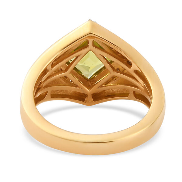 Nat&uuml;rlicher Peridot und Zirkon-Ring, 925 Silber vergoldet  ca. 1,69 ct image number 6