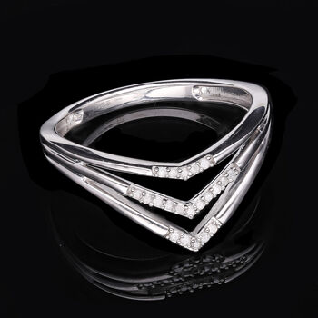 Wei&szlig;er Diamant Ring, 925 Silber platiniert (Gr&ouml;&szlig;e 21.00) ca. 0.10 ct