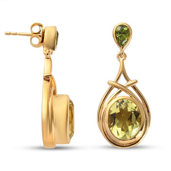Ouro Verde-Quarz und Nat&uuml;rlicher Peridot-Ohrringe, 925 Silber vergoldet ca. 7,54 ct