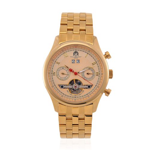 WILLIAM HUNT wasserdichte Uhr mit Automatikwerk und goldenem Zifferblatt, 20cm image number 0