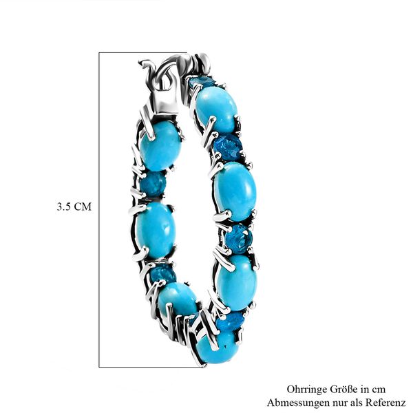 Amerikanische, nat&uuml;rliche Sleeping Beauty T&uuml;rkis und Neon Apatit-Creolen - 8,74 ct. image number 5