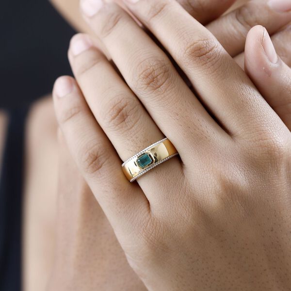 AAA Smaragd Ring, 925 Silber Gelbgold Vermeil, (Größe 21.00) ca. 0.45 ct image number 3