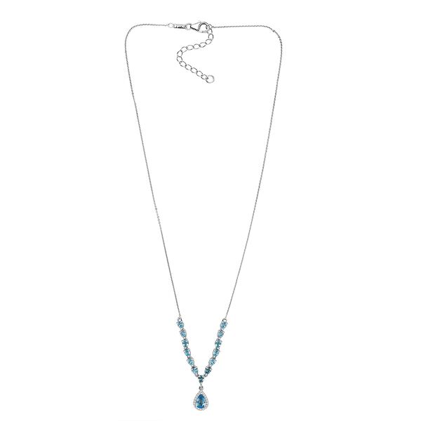 D'Joy AA Blauer Zirkon Halskette ca. 45 cm 925 Silber rhodiniert ca. 4.07 ct image number 3