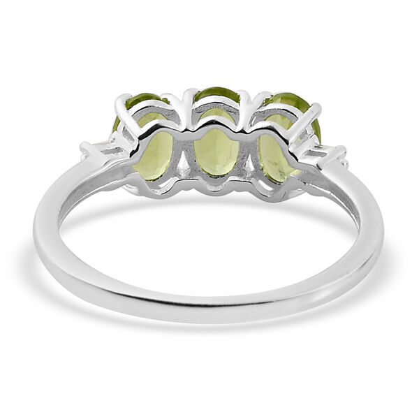 Nat&uuml;rlicher Peridot und Diamant 3 Stein Ring 925 Silber  ca. 1,28 ct image number 6
