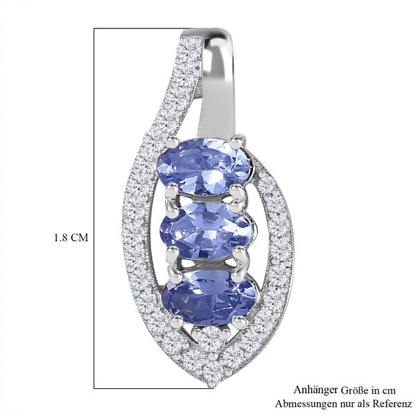 Tansanit, Weißer Zirkon Anhänger 925 Silber platiniert ca. 0,92 ct. image number 6