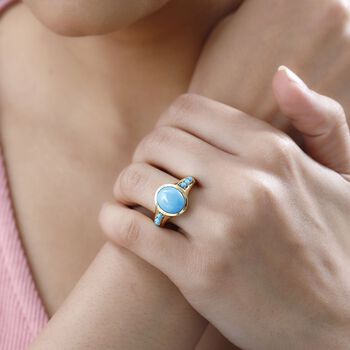 AA Sleeping Beauty T&uuml;rkis Ring 925 Silber Gelbgold Vermeil (Gr&ouml;&szlig;e 17.00) ca. 4,99 ct