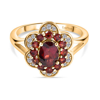 EverTrue Mosambik Granat und Zirkon Ring und Anh&auml;nger mit 50cm Kette