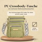 Crossbody-Tasche mit mehreren Fächern, 19x22?cm, Grün-Grau mit gemustertem Schultergurt, grün