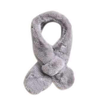 Flauschiger Kunst-Nerzpelz-Schlaufenschal, 89x11cm, Grau