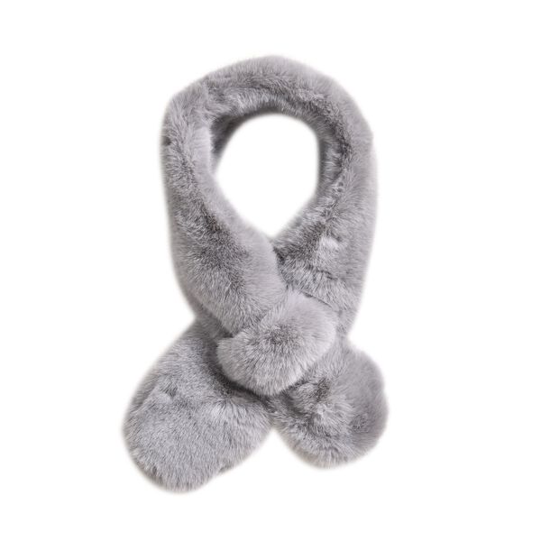 Flauschiger Kunst-Nerzpelz-Schlaufenschal, 89x11cm, Grau