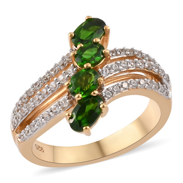 Nat&uuml;rlicher Chromdiopsid und Zirkon Ring 925 Silber vergoldet  ca. 1,38 ct image number 4