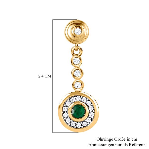AAA Smaragd, Wei&szlig;e Zirkon Ohrringe, 925 Silber Gelbgold Vermeil, ca. 0.67 ct image number 5