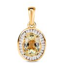 Triphan, weißer Diamant Anhänger, 925 Silber Gelbgold Vermeil ca. 1.76 ct