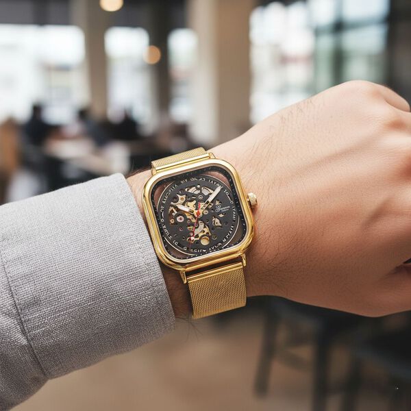 Reiner Edelstahl IP-GelbbeschichtungUhren 8.5 cm image number 3