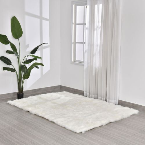 Luxury Edition: 2200 GSM Kunstpelz-Teppich, mit Rutschfeste Rückseite aus Wildleder, 160x230cm, Silber