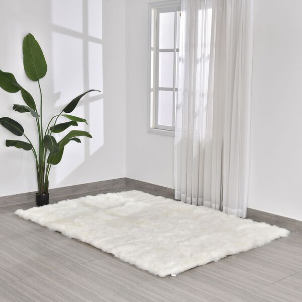 Luxury Edition: 2200 GSM Kunstpelz-Teppich, mit Rutschfeste Rückseite aus Wildleder, 160x230cm, Weiß