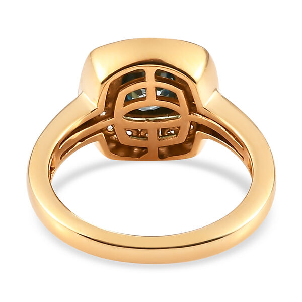 Kambodschanischer blauer Zirkon und Weißer Zirkon Ring 925 Silber vergoldet image number 6