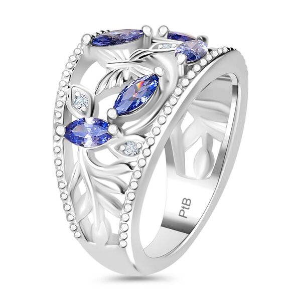 Tansanit Zirkonia, Wei&szlig;er Zirkonia Ring Messing (Gr&ouml;&szlig;e 16.00) image number 4