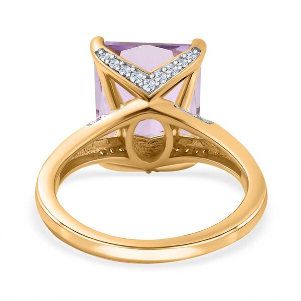 Rose De France Amethyst, Weißer Zirkon Ring, 925 Silber Gelbgold Vermeil (Größe 18.00) ca. 6.13 ct image number 6