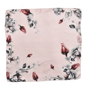 LA MAREY gemusterter Quadratschal aus 100% Seide, Rosa und rot