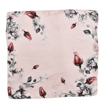 LA MAREY gemusterter Quadratschal aus 100% Seide, Rosa und rot