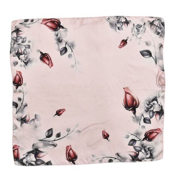 LA MAREY gemusterter Quadratschal aus 100% Seide, Rosa und rot image number 2