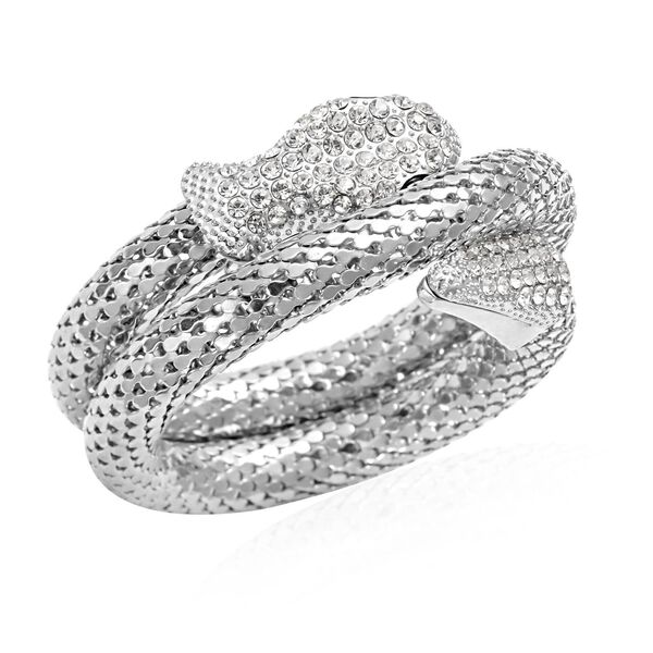 Kristall Schlange gewundenes Armband in Silberton - 1,70 ct.
