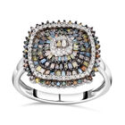 Mehrfarbiger Diamant Ring, 925 Silber platiniert (Größe 19.00) ca. 1.00 ct