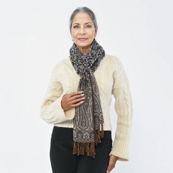 100% Viskose Gewebter Jamawar-Schal, Super Jamawar-Design, 70x190 cm, goldene