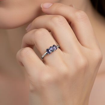 D'Joy AA Tansanit Ring 925 Silber rhodiniert (Gr&ouml;&szlig;e 20.00) ca. 0,71 ct