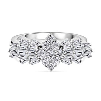 LUXURIANT 1 ct. VS-EF Labor Diamant Ballerina Ring, 925 Silber platiniert